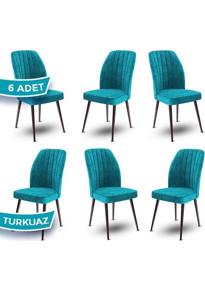 Concept Platinum Serisi Üst Kalite Mutfak Sandalyesi Metal Kahverengi Iskeletli 6 Adet Sandalye