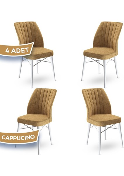 Concept Flex Serisi, Üst Kalite Mutfak Sandalyesi Gürgen Beyaz Ahşap Ayak 4 Adet Sandalye