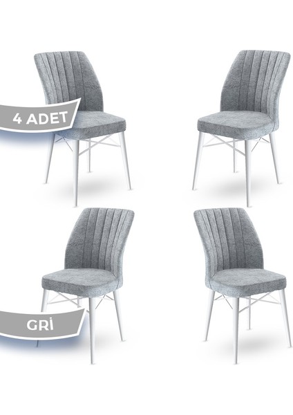 Concept Flex Serisi, Üst Kalite Mutfak Sandalyesi Gürgen Beyaz Ahşap Ayak 4 Adet Sandalye