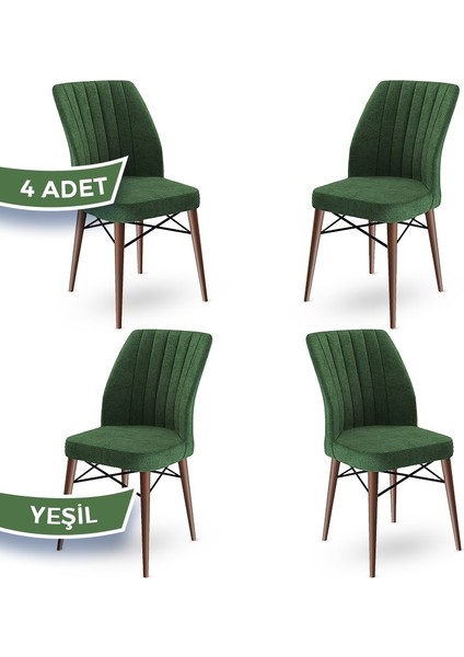 Concept Flex Serisi Üst Kalite Mutfak Sandalyesi Gürgen Ceviz Ahşap Ayak 4 Adet Sandalye