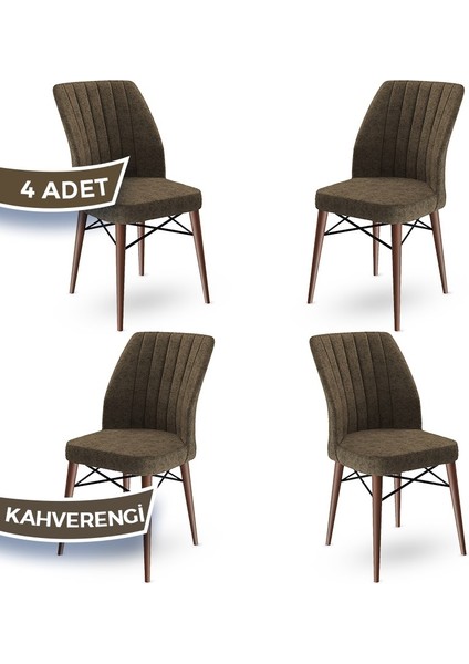Concept Flex Serisi Üst Kalite Mutfak Sandalyesi Gürgen Ceviz Ahşap Ayak 4 Adet Sandalye