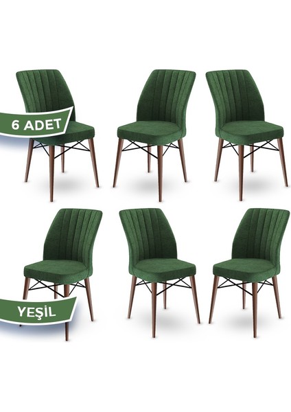 Concept Flex Serisi Üst Kalite Mutfak Sandalyesi Gürgen Ceviz Ahşap Ayak 6 Adet Sandalye