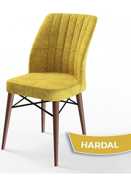 Concept Flex Serisi Üst Kalite Mutfak Sandalyesi Gürgen Ceviz Ahşap Ayak 6 Adet Sandalye