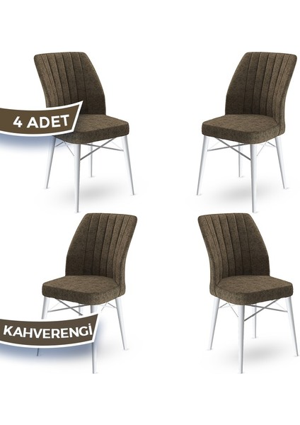 Concept Flex Serisi, Üst Kalite Mutfak Sandalyesi Gürgen Beyaz Ahşap Ayak 4 Adet Sandalye