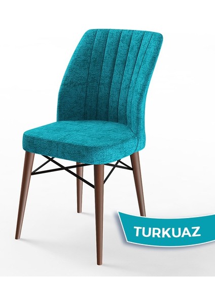 Concept Flex Serisi Üst Kalite Mutfak Sandalyesi Gürgen Ceviz Ahşap Ayak 4 Adet Sandalye