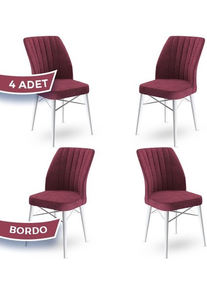 Concept Flex Serisi, Üst Kalite Mutfak Sandalyesi Gürgen Beyaz Ahşap Ayak 4 Adet Sandalye