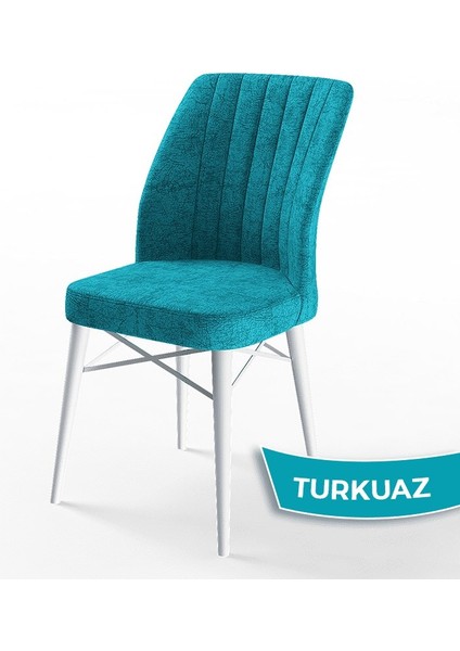 Concept Flex Serisi, Üst Kalite Mutfak Sandalyesi Gürgen Beyaz Ahşap Ayak 4 Adet Sandalye