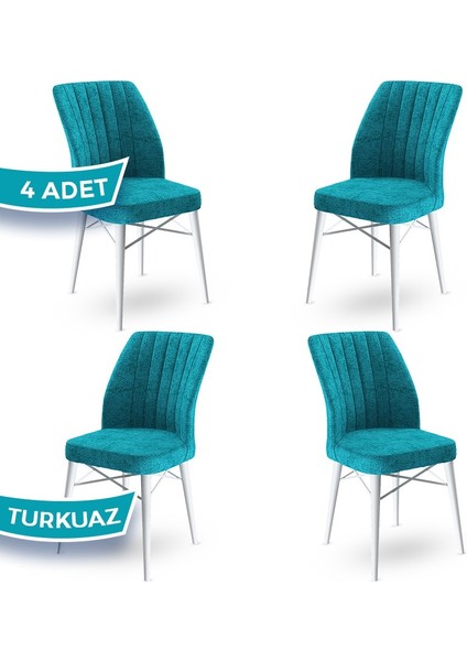 Concept Flex Serisi, Üst Kalite Mutfak Sandalyesi Gürgen Beyaz Ahşap Ayak 4 Adet Sandalye