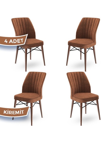 Concept Flex Serisi Üst Kalite Mutfak Sandalyesi Gürgen Ceviz Ahşap Ayak 4 Adet Sandalye