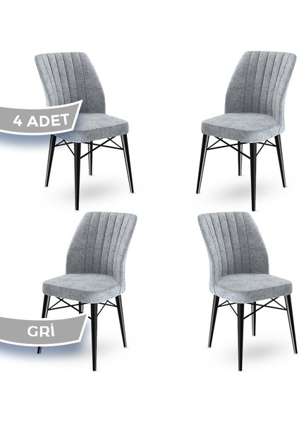 Concept Flex Serisi, Üst Kalite Mutfak Sandalyesi Gürgen Siyah Ahşap Ayak 4 Adet Sandalye