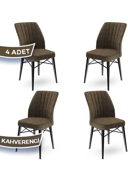 Concept Flex Serisi, Üst Kalite Mutfak Sandalyesi Gürgen Siyah Ahşap Ayak 4 Adet Sandalye