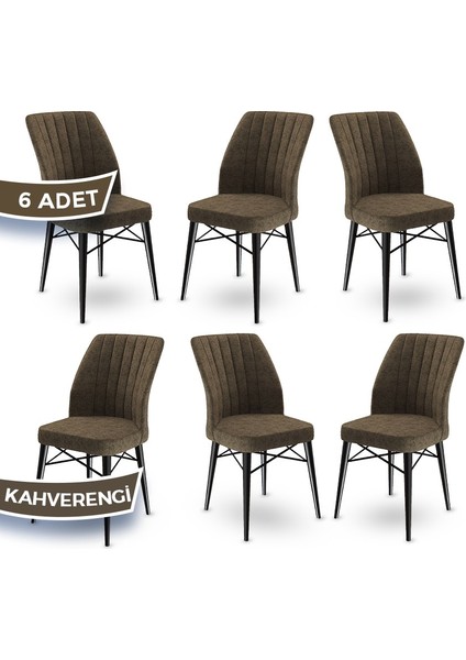 Concept Flex Serisi Üst Kalite Mutfak Sandalyesi Gürgen Siyah Ahşap Ayak 6 Adet Sandalye,