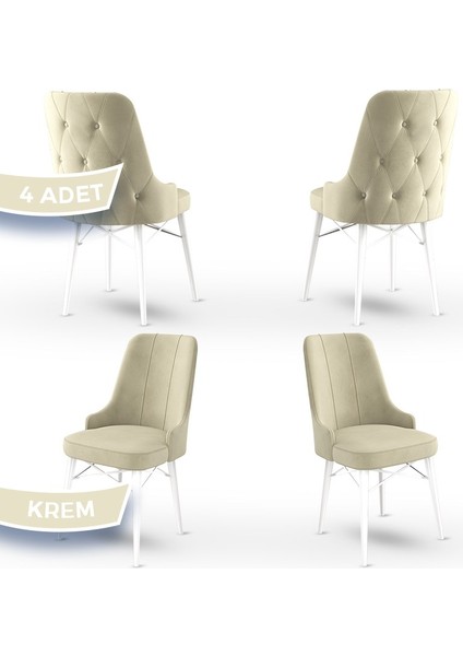 Concept Araz Serisi Babyface Ithal Kumaş Sandalye Beyaz Gürgen Ayak 4 Adet Sandalye