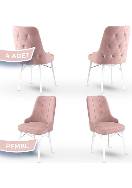 Concept Araz Serisi Babyface Ithal Kumaş Sandalye Beyaz Gürgen Ayak 4 Adet Sandalye