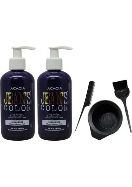 JEAN'S COLOR Saç Boyası Eflatun 250 ml 2 Adet ve Fluweel Saç Boya Kabı Seti