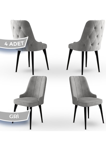 Concept Maya Serisi Babyface Ithal Kumaş Sandalye Siyah Gürgen Ayak 4 Adet Sandalye