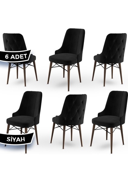 Concept Araz Serisi Babyface Ithal Kumaş Sandalye Ceviz Gürgen Ayaklı 6 Adet Sandalye