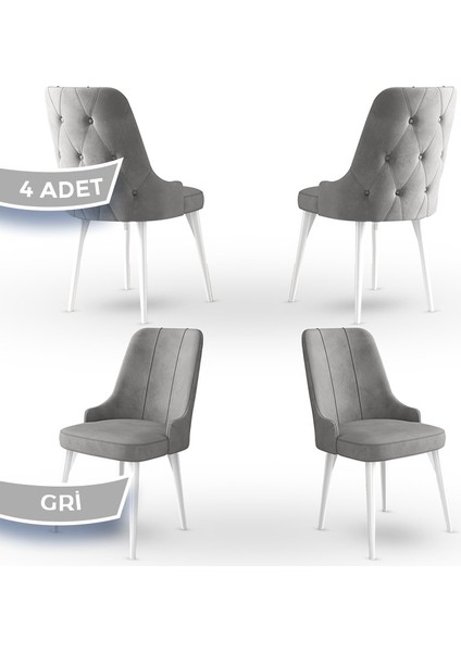Concept Maya Serisi, Babyface Ithal Kumaş Sandalye Beyaz Gürgen Ayak 4 Adet