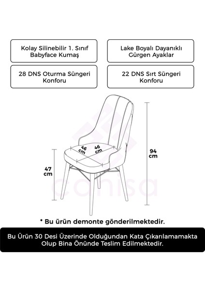 Concept Araz Serisi Babyface Ithal Kumaş Sandalye Ceviz Gürgen Ayaklı 6 Adet Sandalye