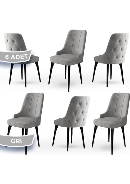 Concept Maya Serisi Babyface Ithal Kumaş Sandalye Siyah Gürgen Ayak 6 Adet Sandalye