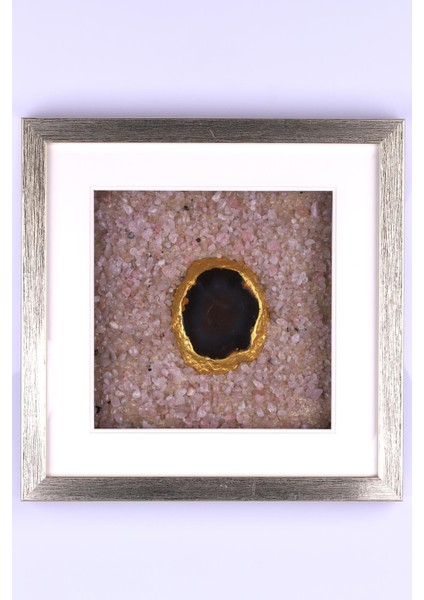 Pembe Kuvars - Akik Doğal Taş Ağaç Tablo