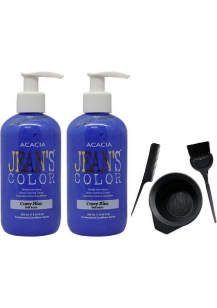 Saç Boyası Deli Mavi 250 ml 2AD ve Fluweel Boya Kabı Seti