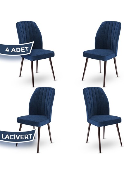 Concept Platinum Serisi Üst Kalite Mutfak Sandalyesi Metal Kahverengi Iskeletli 4 Adet Sandalye