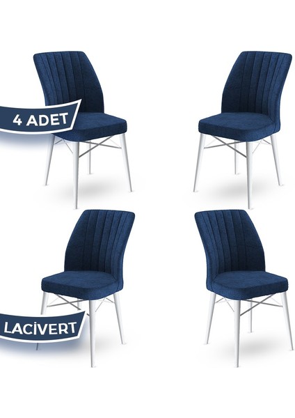 Concept Flex Serisi, Üst Kalite Mutfak Sandalyesi Gürgen Beyaz Ahşap Ayak 4 Adet Sandalye