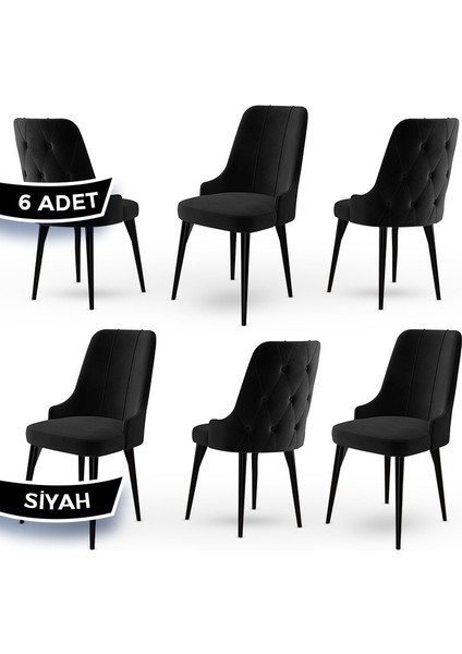Concept Maya Serisi Babyface Ithal Kumaş Sandalye Siyah Gürgen Ayak 6 Adet Sandalye