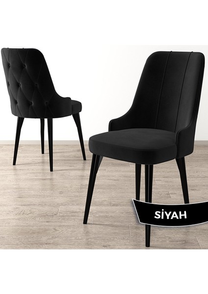 Concept Maya Serisi Babyface Ithal Kumaş Sandalye Siyah Gürgen Ayak 6 Adet Sandalye