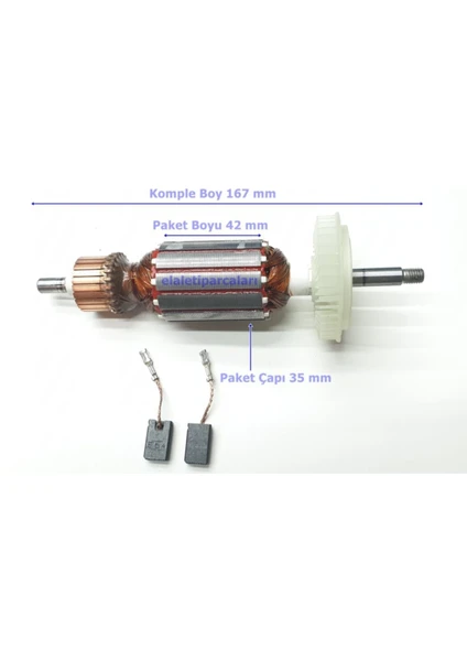 Tipi Gws 8-115 Endüvi Rotor Kollektör ve Kömürü