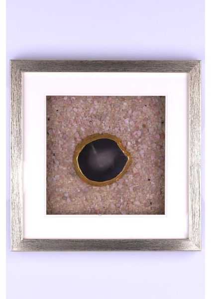 Pembe Kuvars - Akik Doğal Taş Ağaç Tablo