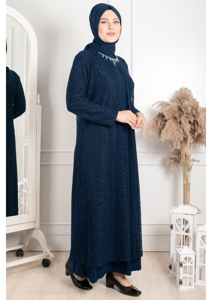 Kolye Detaylı Abiye Lacivert MDA2220 modelleri