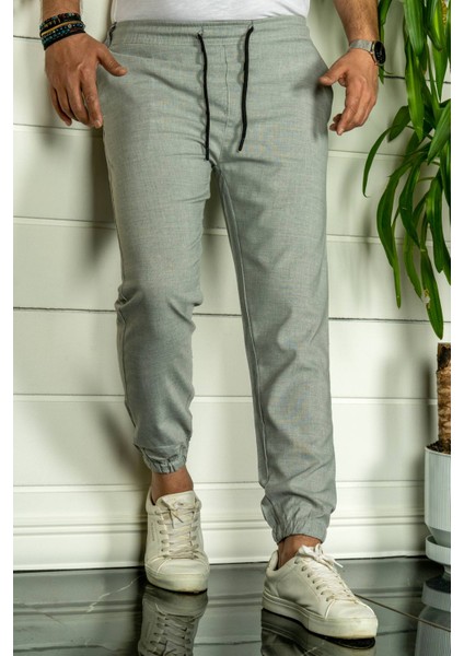 Erkek Gri Relaxed Fit Jogger Pantolon