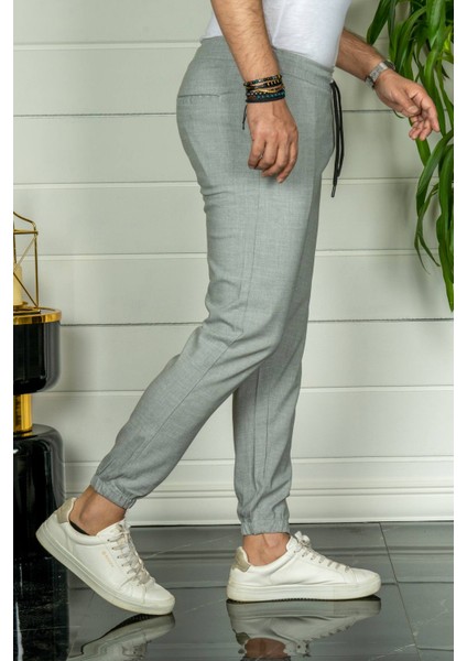 Erkek Gri Relaxed Fit Jogger Pantolon