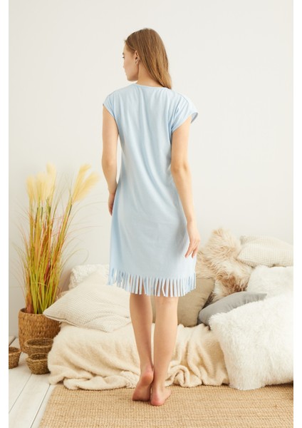 Flamingo Desenli Viskon Penye Günlük Elbise modelleri