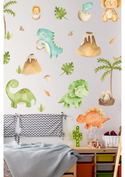 Dinazor Temalı Çocuk Bebek Odası Sticker Seti 74 Parça