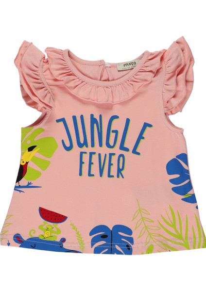Kız Bebek Kolları ve Yakası Büzgülü T-Shirt