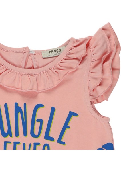 Kız Bebek Kolları ve Yakası Büzgülü T-Shirt