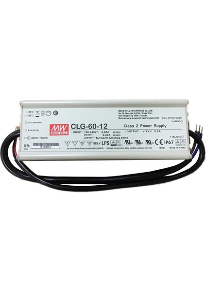 Clg-60-12 12V 5A IP67 LED Sürücü Adaptör