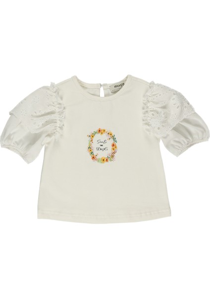Kız Bebek Kolları Dantel Detaylı T-Shirt