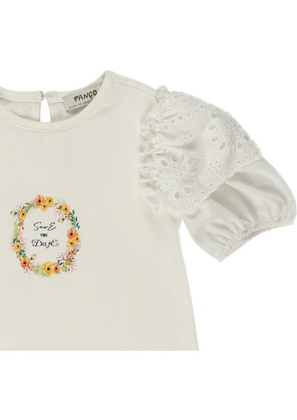 Kız Bebek Kolları Dantel Detaylı T-Shirt