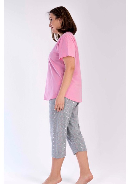 Kadın Büyük Beden Kısa Kol Kaprili Pijama Takım fiyatları