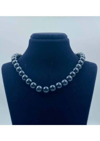 Shungit Doğal Taş Kolye 8 mm Küre Kesim