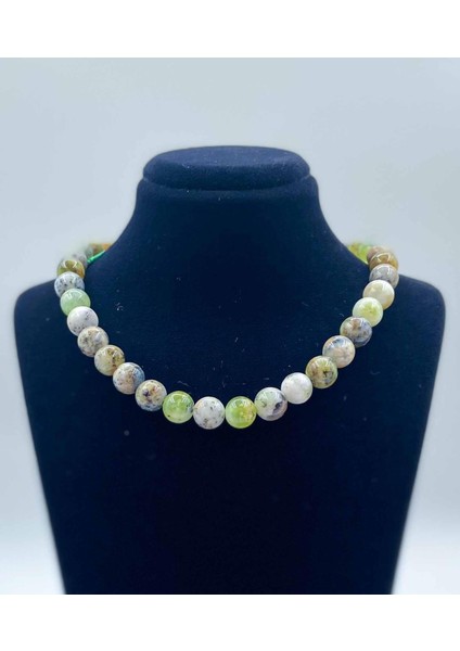 Yeşil Opal Doğal Taş Kolye 8 mm Küre Kesim