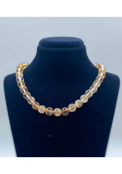 Sitrin Doğal Taş Kolye 8 mm Küre Kesim