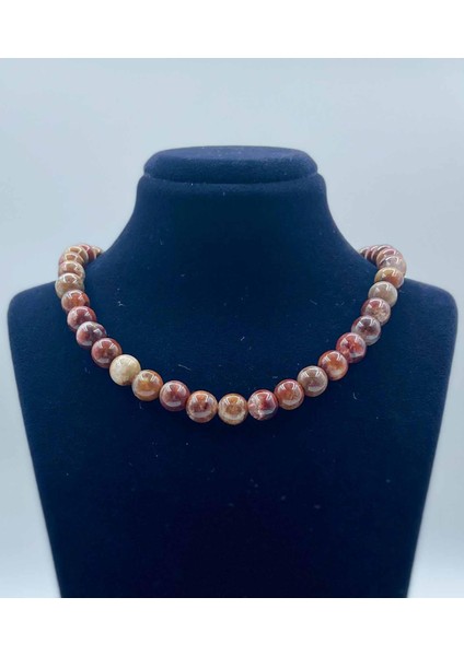 Kan Kuvars Doğal Taş Kolye 8 mm Küre Kesim