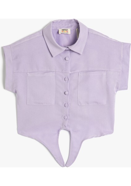 Crop Gömlek Önden Bağlama Detaylı Kısa Kollu Cepli Modal Kumaş fiyatları