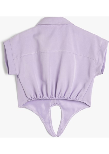 Crop Gömlek Önden Bağlama Detaylı Kısa Kollu Cepli Modal Kumaş modelleri