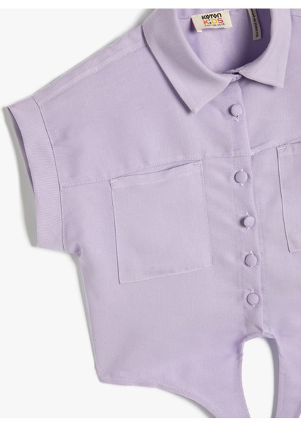 Crop Gömlek Önden Bağlama Detaylı Kısa Kollu Cepli Modal Kumaş fırsatları